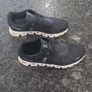 On Running Charcoal and White Athletic Shoes